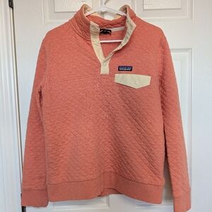 Patagonia Ws Organic Cotton Quilt Snap-T Pullover Sweatshirt Medium Coral Casual